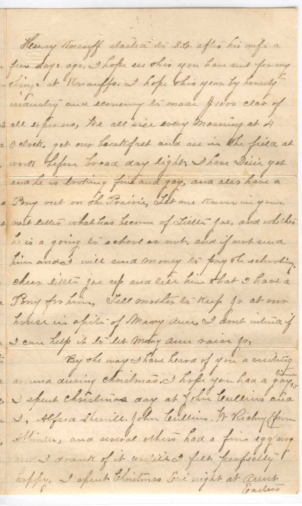 Part 3: Manse Jolly letter to his mother from Bachelors Hall, TX