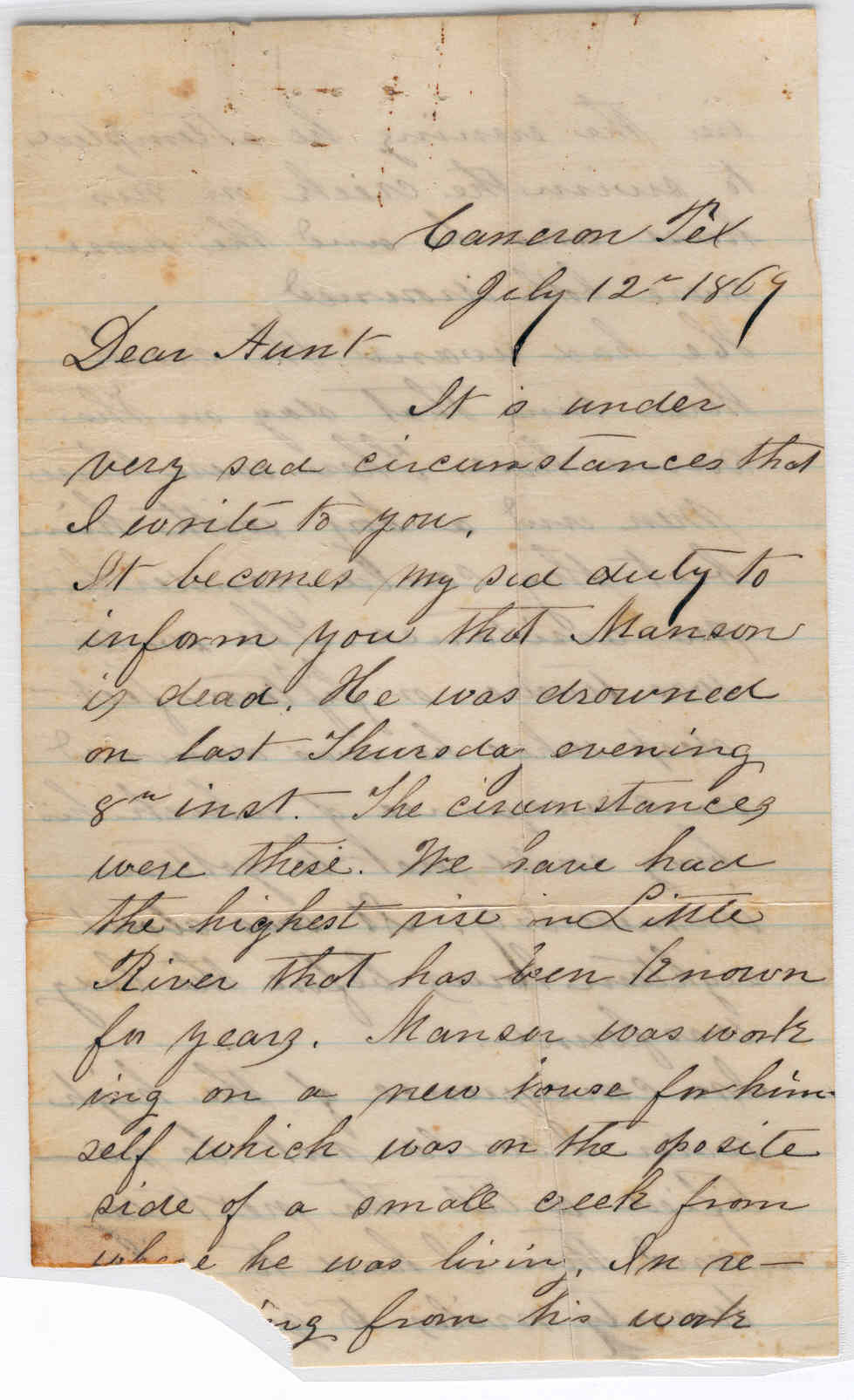Part 1: Manse Jolly death in Cameron, TX from 7/12/1869