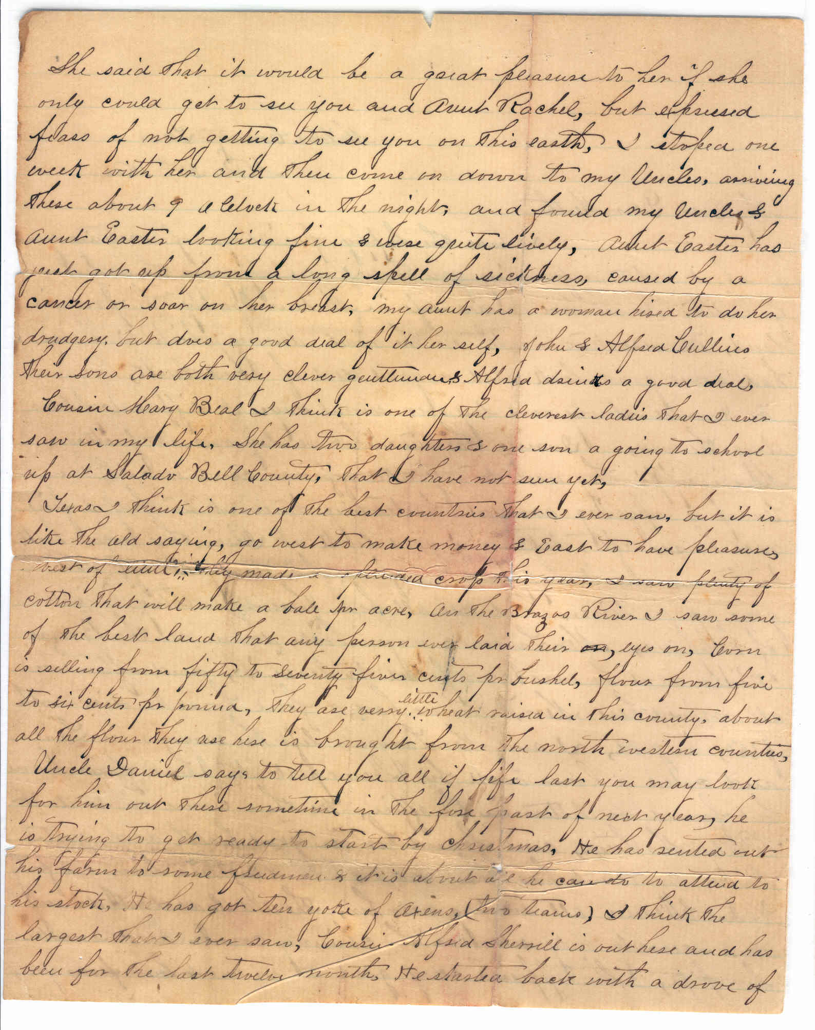 Part 2: Manse Jolly letter to his mother from Milam County, TX