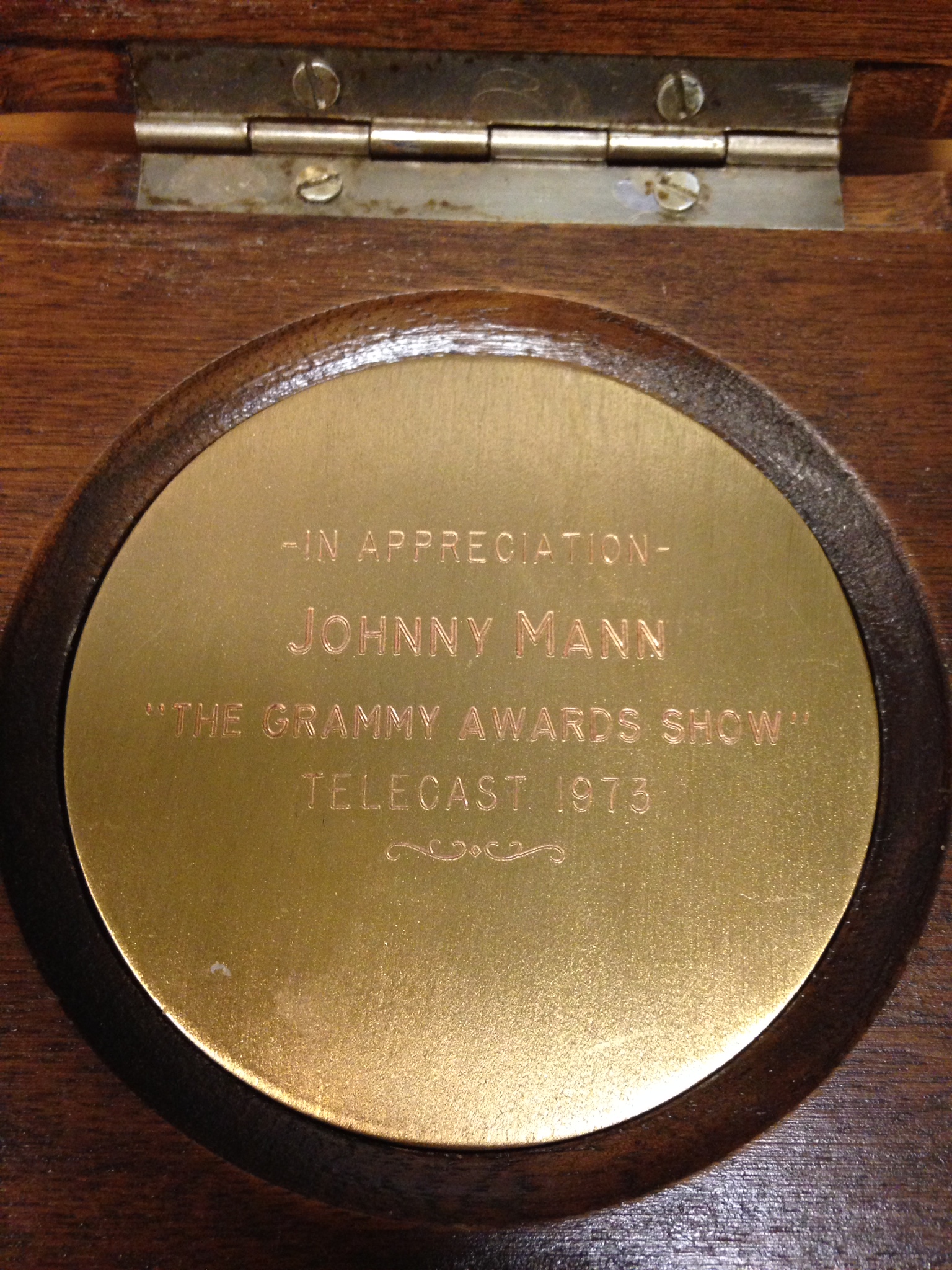 Rear view of Grammy medallion