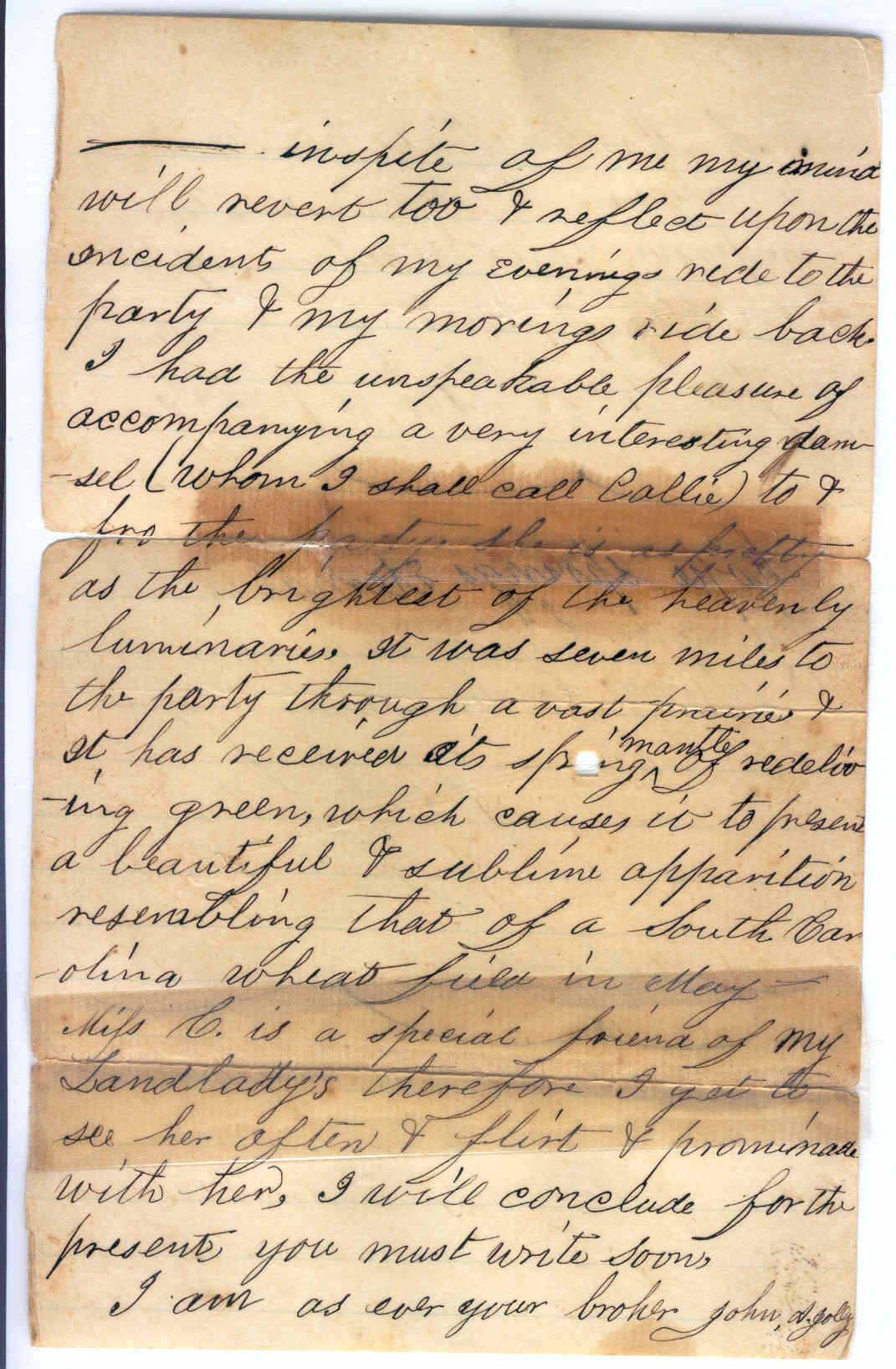 Part 3: Manse Jolly second letter to his sister from Cameron, TX