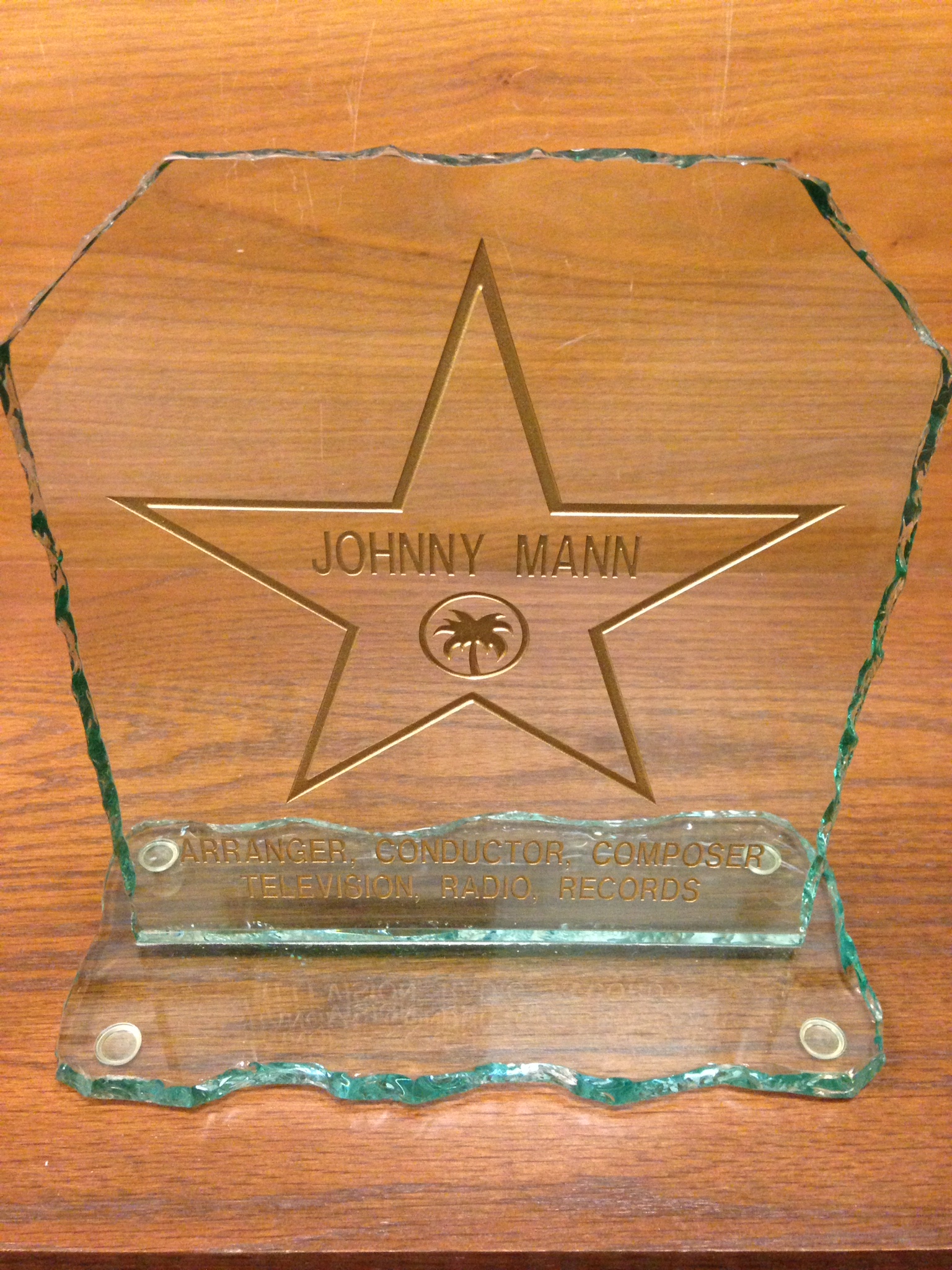 Walk of Stars Palm Springs dedication trophy for Johnny Mann