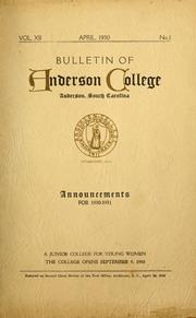 Bulletin of Anderson College title page 1950