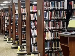 Image showing rows of bookshelves